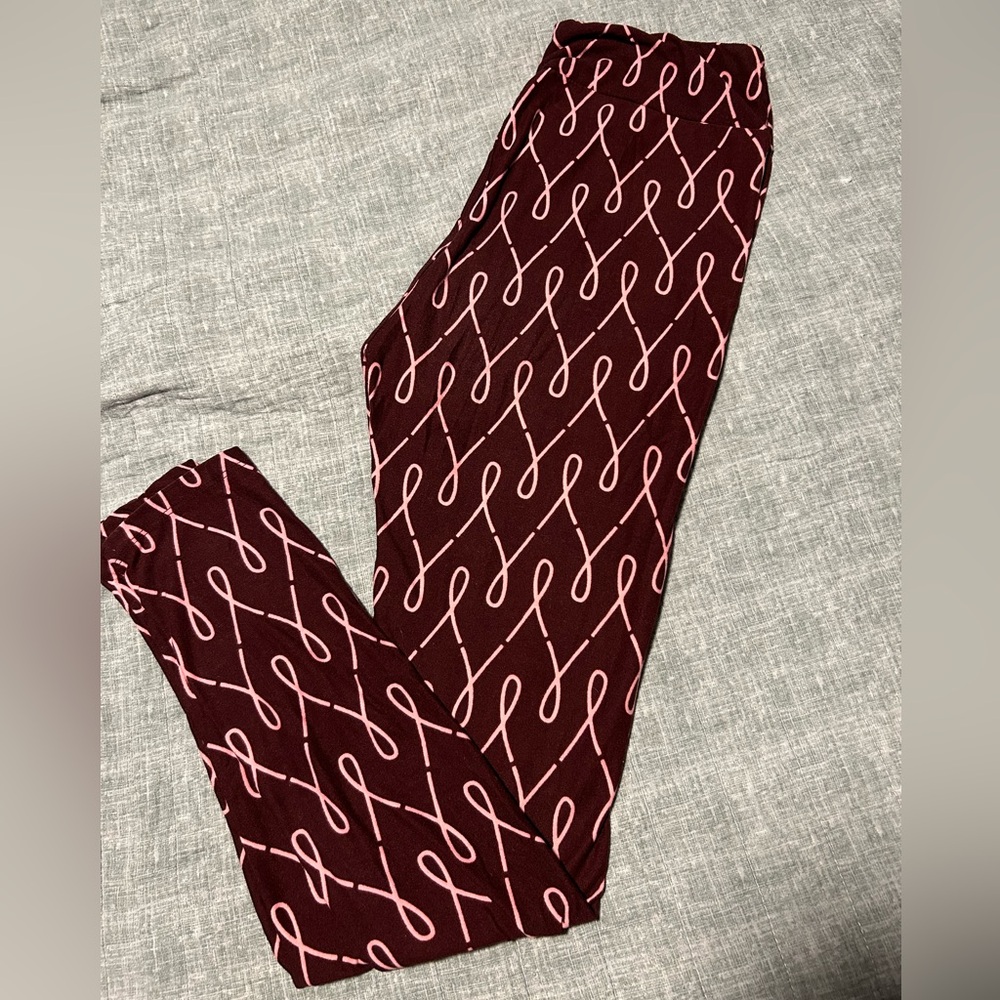 Brown and pink designed Tall and Curvy LuLaRoe leggings